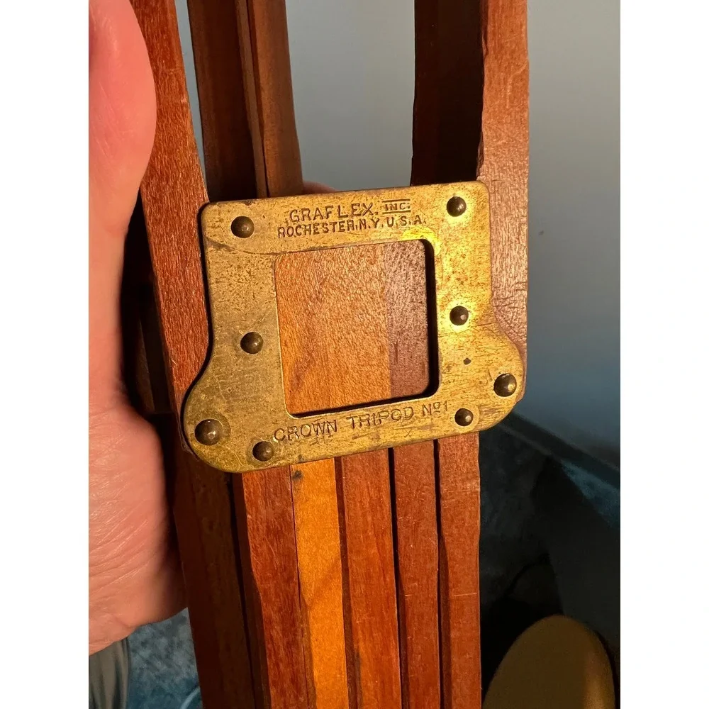 Vintage Graflex Crown Tripod No 1 Wood and Brass Folding Camera Stand Rochester